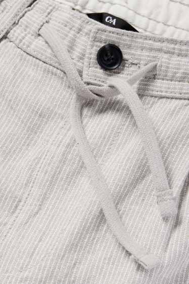 Heren - Short - linnenmix - gestreept - lichtgrijs