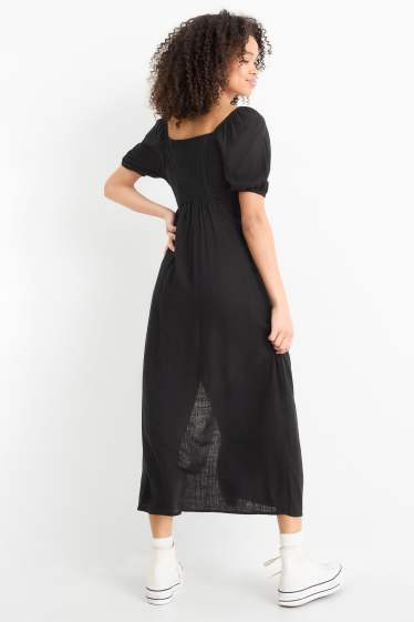 Femmes - Robe Empire - lin mélangé - noir