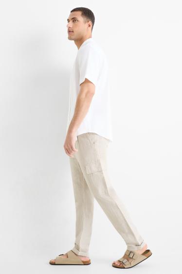 Herren - Cargohose - Leinen-Mix - hellbeige
