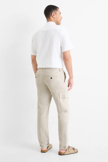 Herren - Cargohose - Leinen-Mix - hellbeige