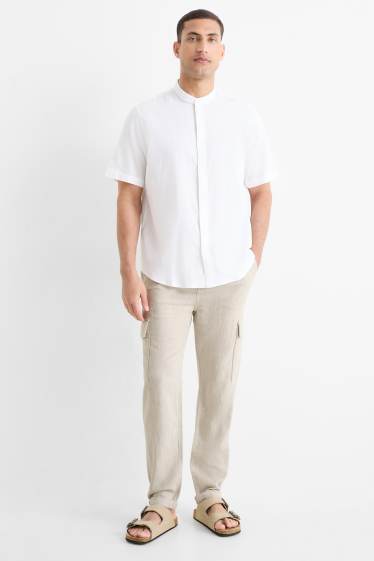 Herren - Cargohose - Leinen-Mix - hellbeige