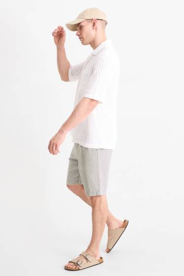 Hommes - Short - à rayures - gris clair