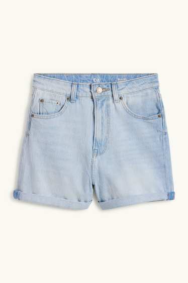 Damen - Mom Shorts - High Waist - LYCRA® - helljeansblau
