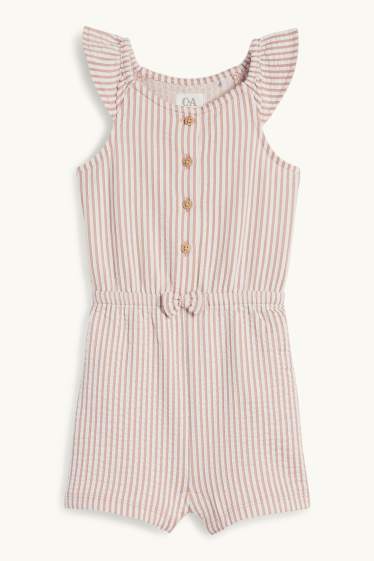 Baby Mädchen - Baby-Jumpsuit - gestreift - rosa