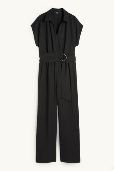 Damen - Jumpsuit mit Gürtel - schwarz