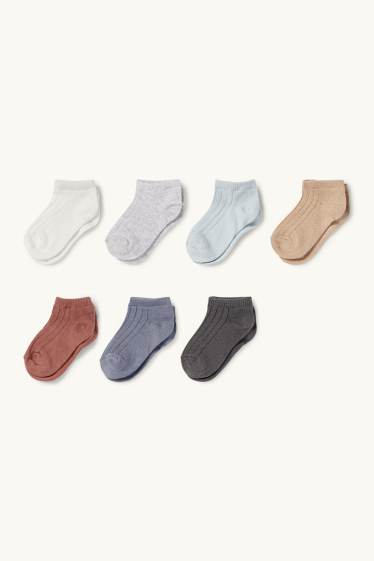Bébés garçons - Lot de 7 paires - chaussettes de sport bébé - finition côtelée - gris foncé