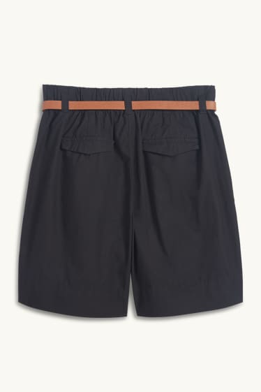 Mujer - Shorts con cinturón - high waist - negro