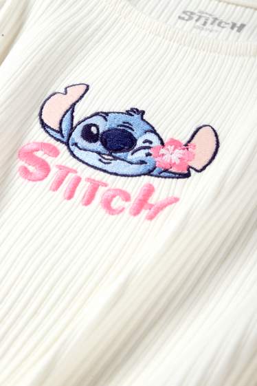 Kinder Mädchen - Lilo & Stitch - Top mit Knotendetail - gerippt - cremeweiß