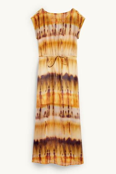 Femmes - Robe fendue  - à motif - orange