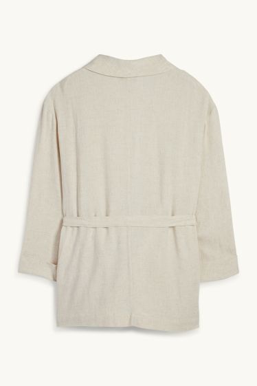 Donna - Blazer lungo con componente di lino - relaxed fit - beige chiaro