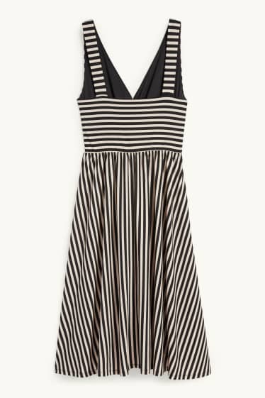 Women - Wrap dress - striped - black / beige