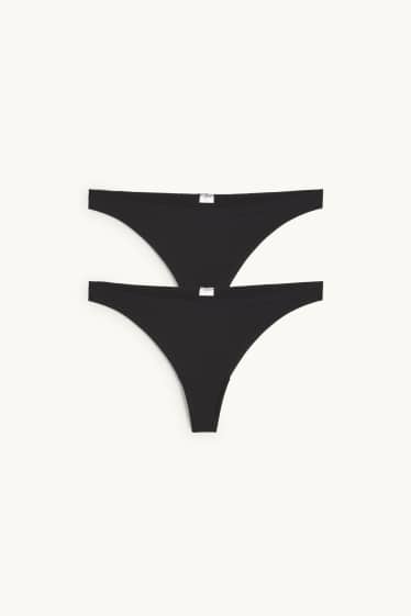 Femmes - Lot de 2 - strings invisibles - noir
