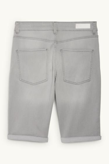 Damen - Jeans-Bermudas - Mid Waist - LYCRA® - helljeansgrau