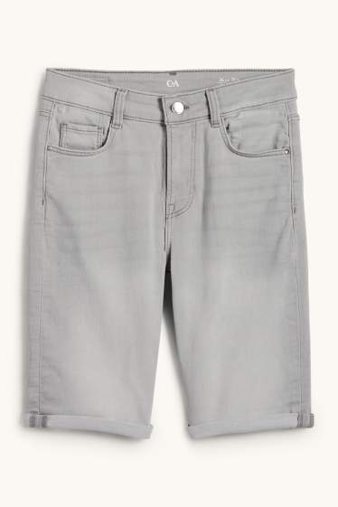 Damen - Jeans-Bermudas - Mid Waist - LYCRA® - helljeansgrau