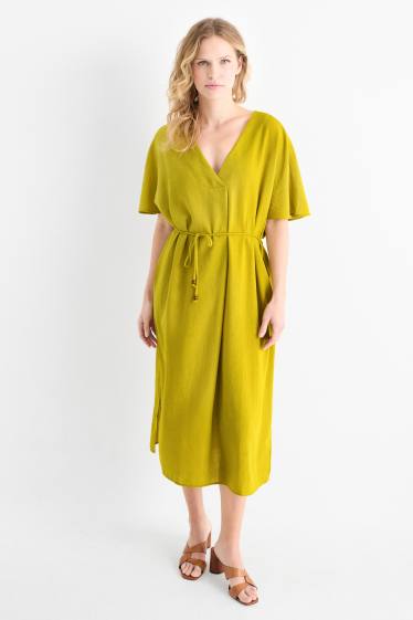 Femmes - Robe à col V - vert