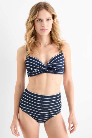 Mujer - Braguita de bikini - high waist - LYCRA® XTRA LIFE™ - de rayas - azul oscuro