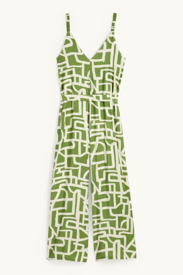 Femei - Salopetă - cu model - verde / bej