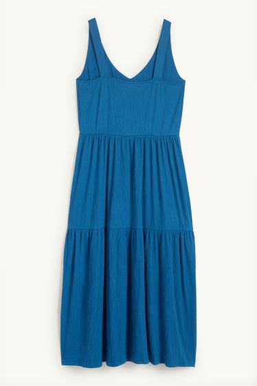 Damen - A-Linien Kleid - strukturiert - dunkelblau