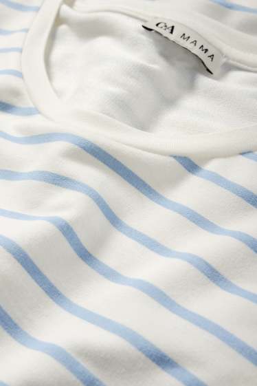 Women - Nursing T-shirt - striped - white / light blue