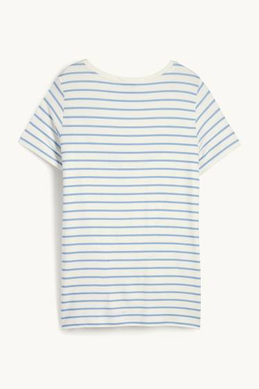 Women - Nursing T-shirt - striped - white / light blue