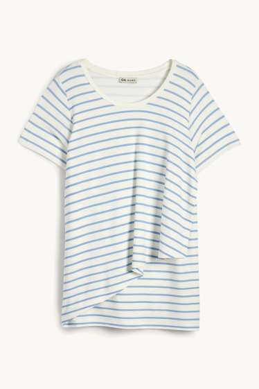 Women - Nursing T-shirt - striped - white / light blue