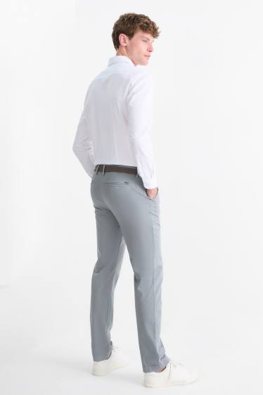 Herren - Chino mit Gürtel - Regular Fit - grau