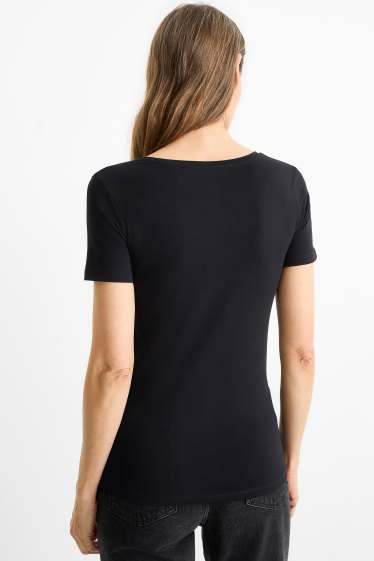 Damen - T-Shirt - Slim Fit - schwarz