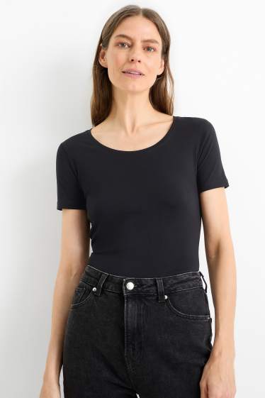 Damen - T-Shirt - Slim Fit - schwarz