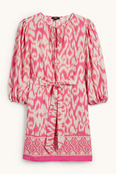 Femmes - Robe de coupe évasée - à motif - blanc / rose