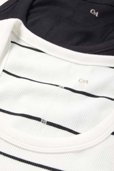 Donna - Confezione da 2 - top - a costine - bianco / nero