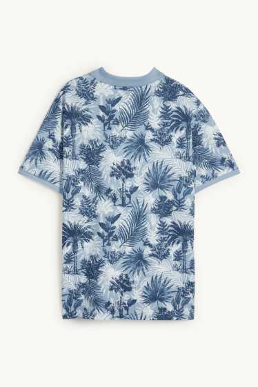 Hommes - Polo - à motif - bleu