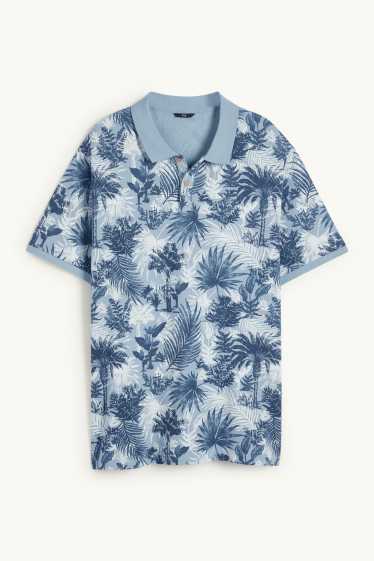 Hommes - Polo - à motif - bleu