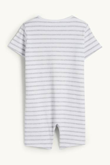 Unisex - Zebra - Baby-Schlafanzug - gerippt - gestreift - hellgrau