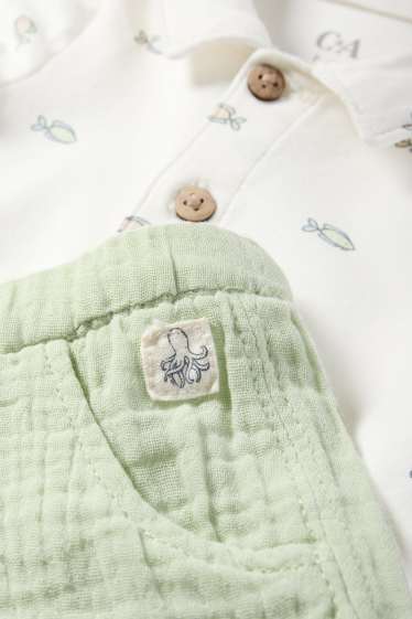 Baby Jungen - Fische - Baby-Outfit - 2 teilig - weiß