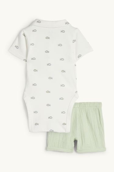 Baby Jungen - Fische - Baby-Outfit - 2 teilig - weiß