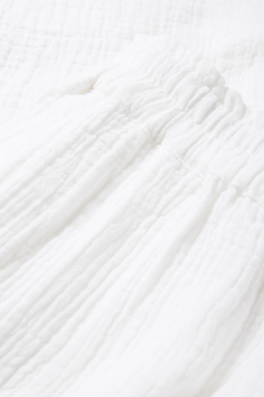 Donna - Shorts di mussola - vita alta - bianco