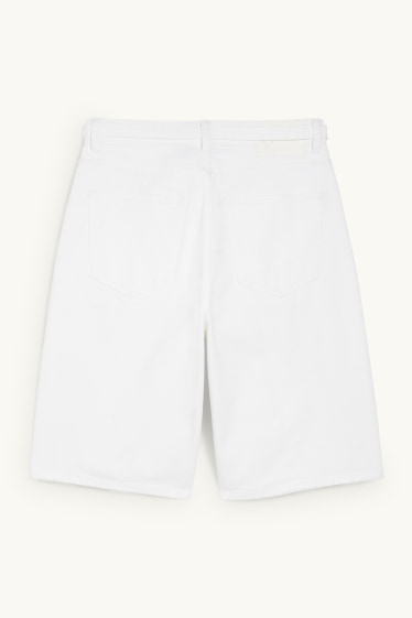 Mujer - Bermuda vaquera con cinturón - mid waist - blanco