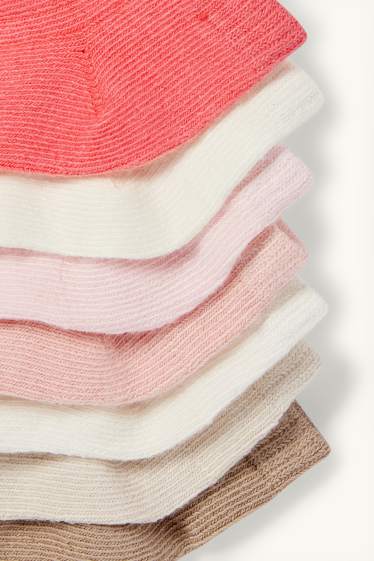 Bébés filles - Lot de 7 paires - chaussettes de sport bébé - côtelées - orange