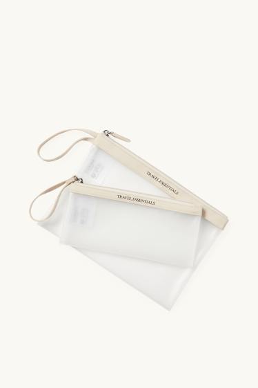 Women - Set - make-up bag - 2 piece - light beige