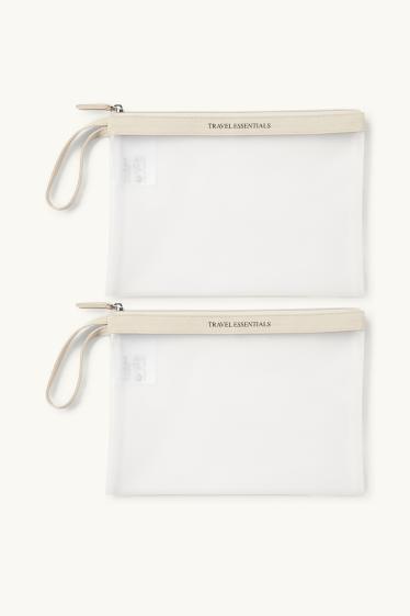 Women - Set - make-up bag - 2 piece - light beige