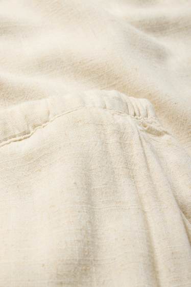 Damen - Stoffhose mit Leinen-Anteil - Mid Waist - Wide Leg - hellbeige