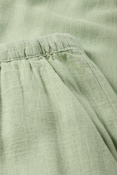 Damen - Stoffhose mit Leinen-Anteil - Mid Waist - Wide Leg - hellgrün