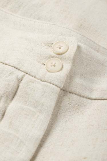 Damen - Business-Hose mit Leinen-Anteil - High Waist - Relaxed Fit - hellbeige