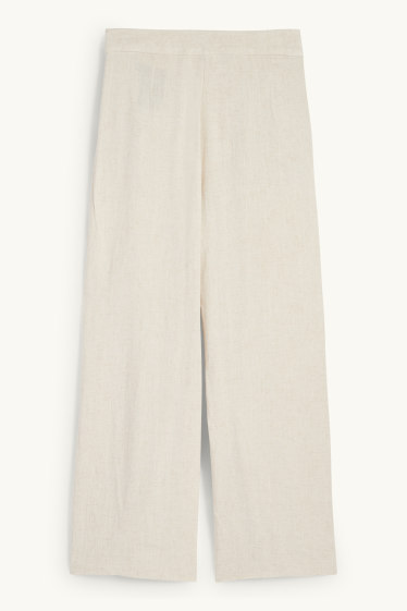 Damen - Business-Hose mit Leinen-Anteil - High Waist - Relaxed Fit - hellbeige