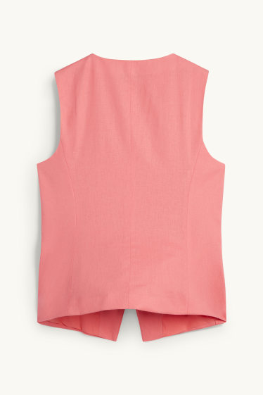Damen - Weste - Tailored Fit - Leinen-Mix - pink