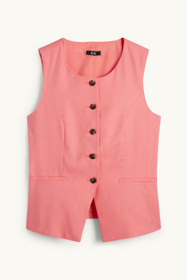 Damen - Weste - Tailored Fit - Leinen-Mix - pink