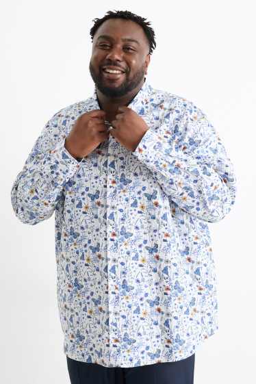Men - Shirt - regular fit - button-down collar - patterned - blue