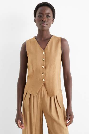 Femmes - Gilet dans manches - regular fit - marron clair
