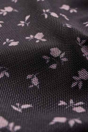 Femei - Tricou crop - cu flori - albastru închis