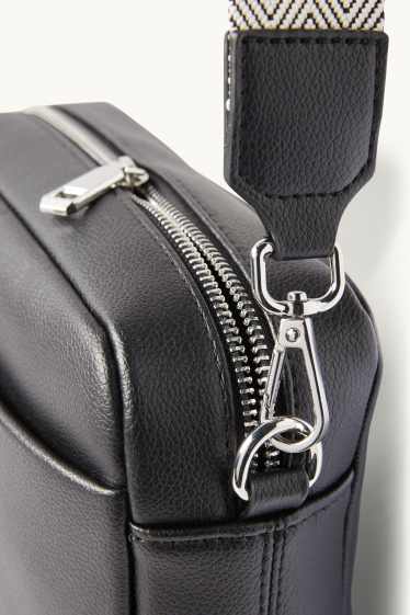 Dames - Schoudertas met afneembare draagriem - imitatieleer - zwart